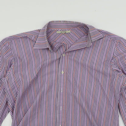 Mens UK Size L Moto Purple  Button-Up Long Sleeve Casual Shirt