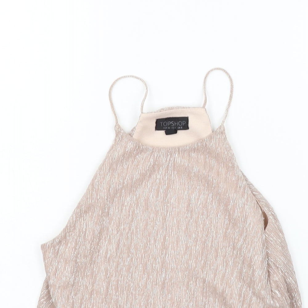Womens UK Size 6 Topshop Beige Basic Tank