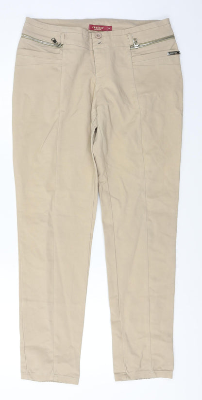 Womens UK Size XL Freesia Regular Fit  Beige Trousers