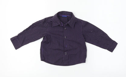 Cherokee  Boys Purple Striped  Basic Dress Shirt Size 12-18 Months
