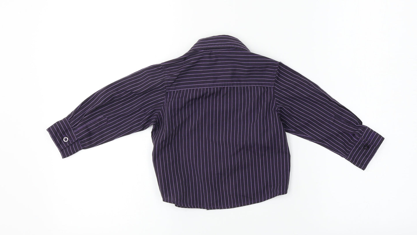 Cherokee  Boys Purple Striped  Basic Dress Shirt Size 12-18 Months