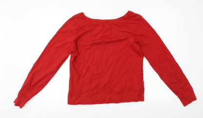 Womens UK Size S Peacocks Red Basic T-Shirt