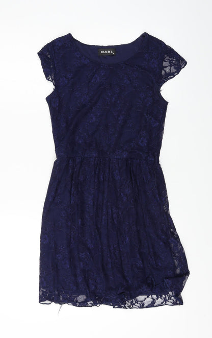 Club L  Womens Black Floral  A-Line  Size L
