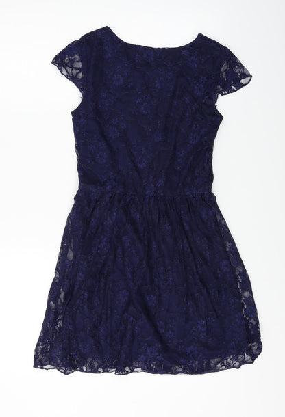 Club L  Womens Black Floral  A-Line  Size L