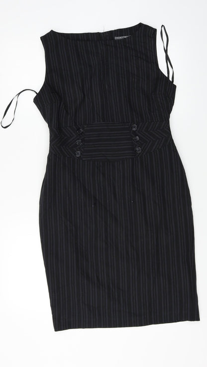 South Womens Black Striped  A-Line  Size 12