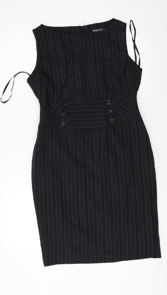 South Womens Black Striped  A-Line  Size 12