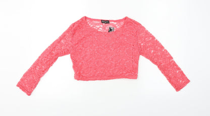 Stirling  Womens Pink Floral  Cropped T-Shirt Size M