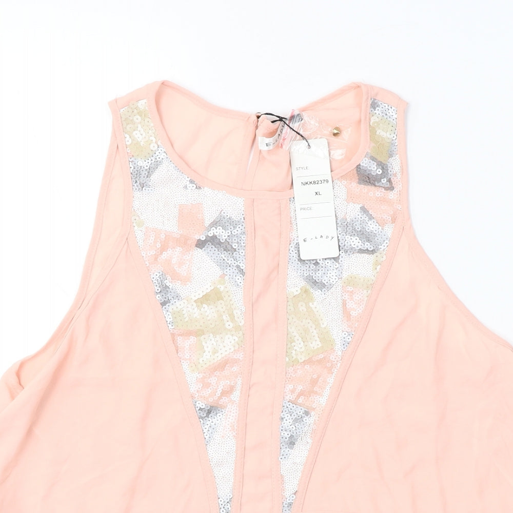 Womens UK Size XL e-lady Pink Basic Blouse