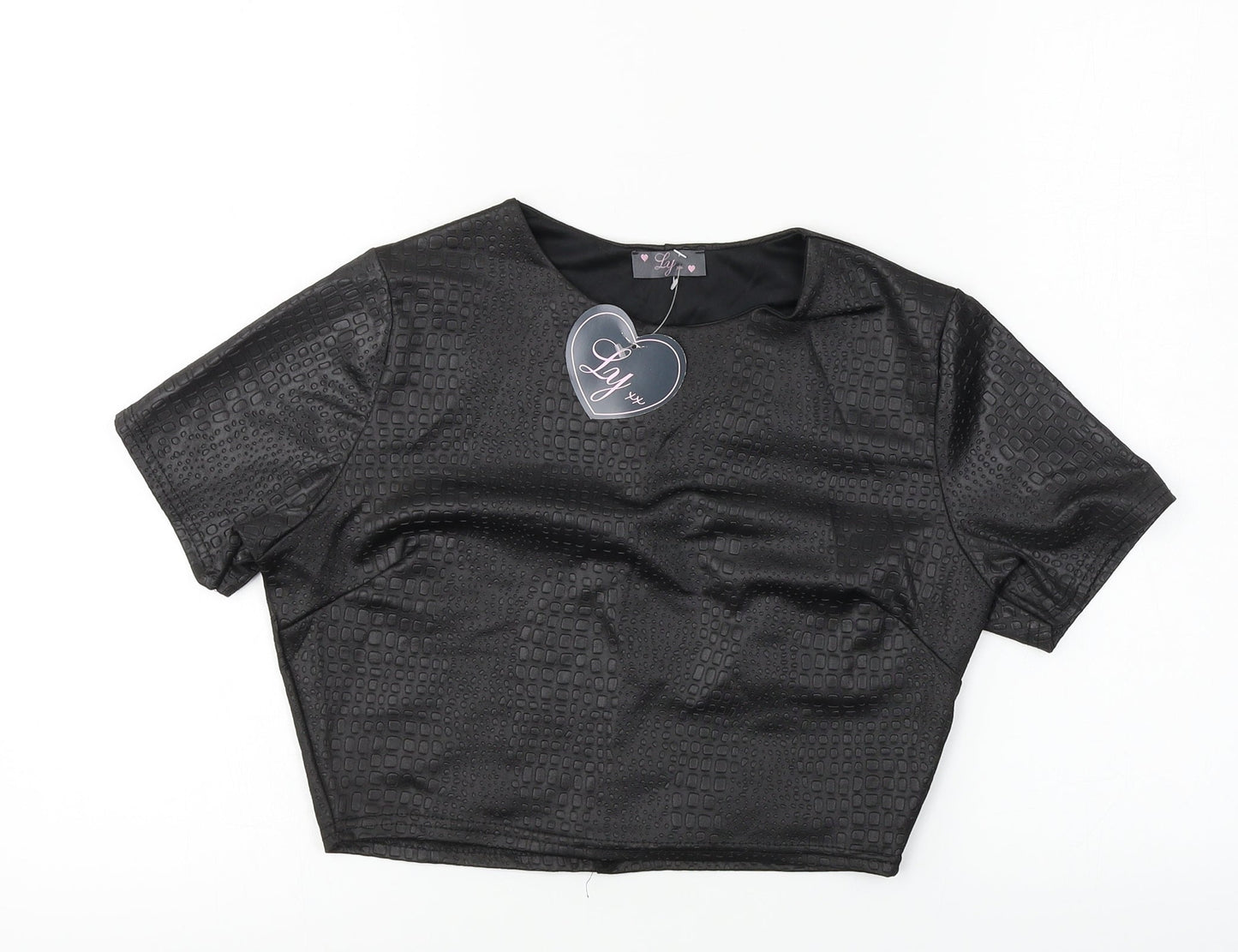 LY Womens Black   Cropped T-Shirt Size 10