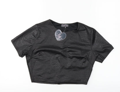 LY Womens Black   Cropped T-Shirt Size 10