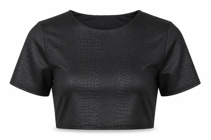 LY Womens Black   Cropped T-Shirt Size 10