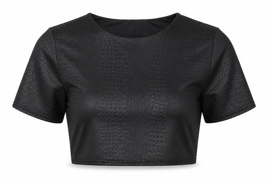 LY Womens Black   Cropped T-Shirt Size 10