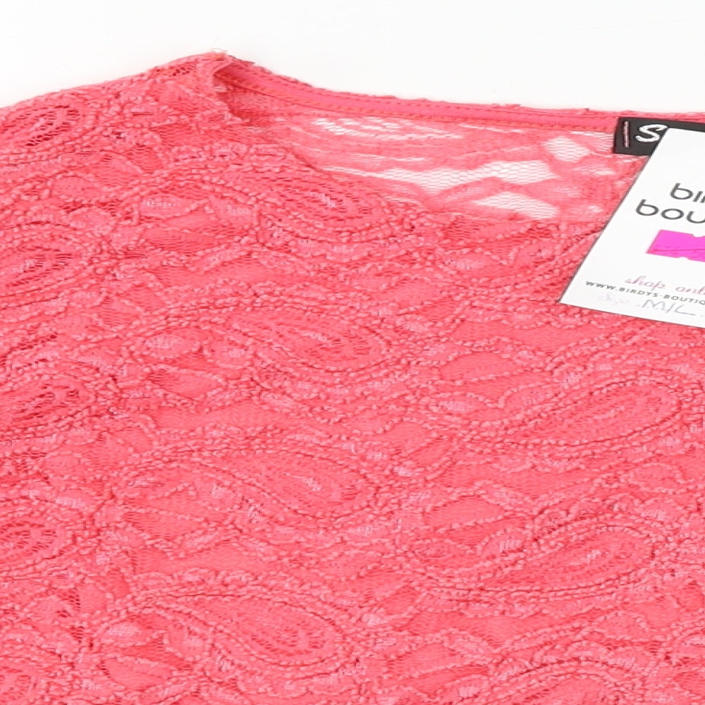 Womens UK Size M Signature Pink Cropped T-Shirt