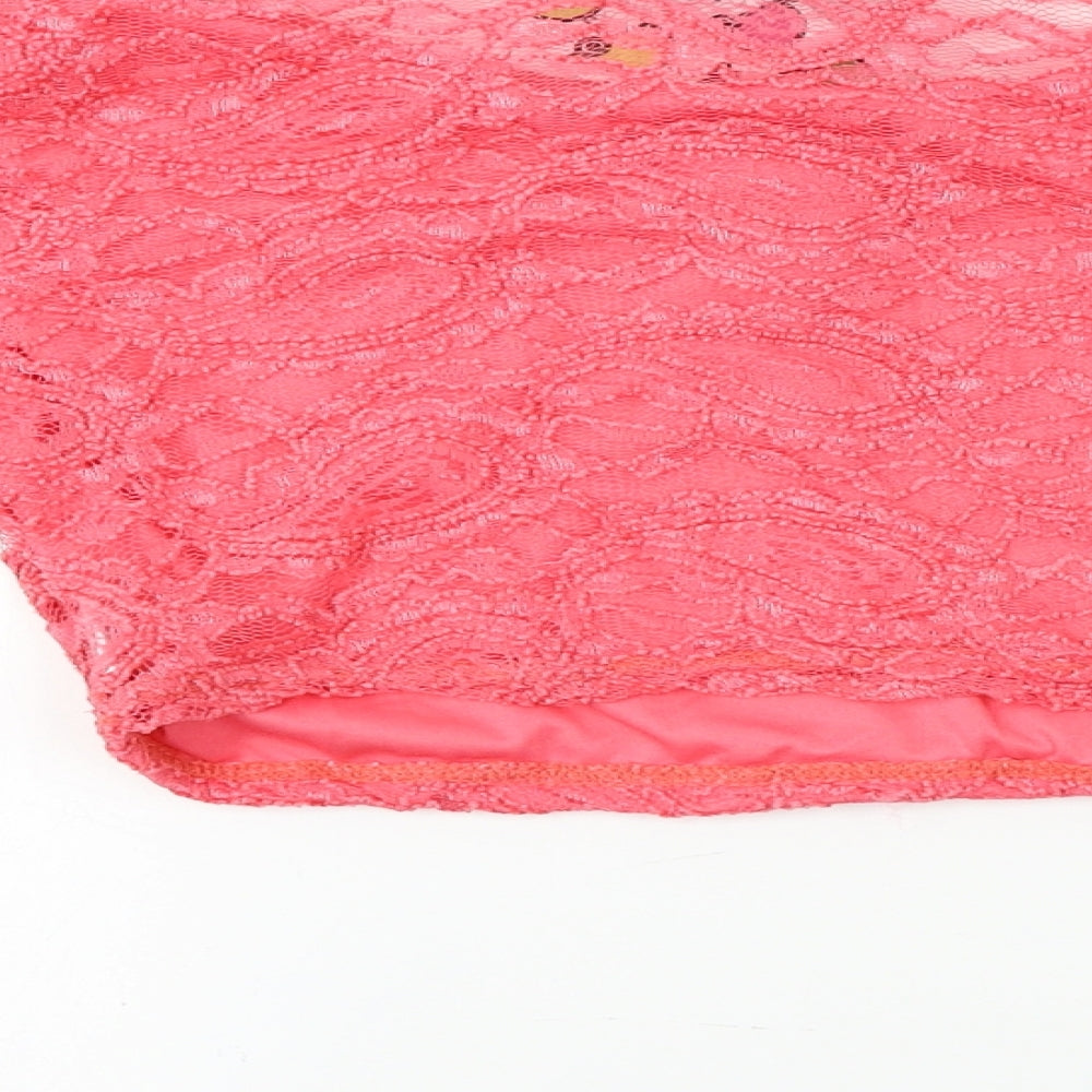 Womens UK Size M Signature Pink Cropped T-Shirt
