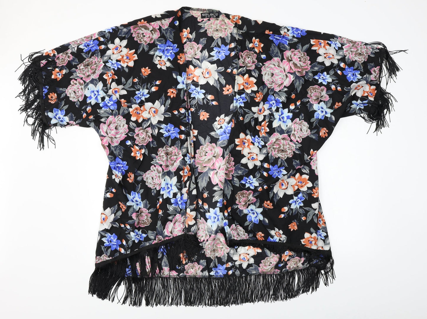 Select  Womens Black Floral  Cardigan Jumper Size 10