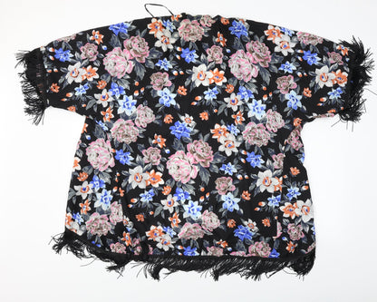 Select  Womens Black Floral  Cardigan Jumper Size 10