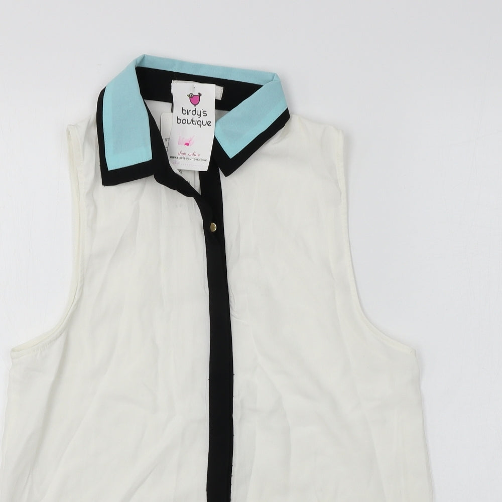 Womens UK Size S e-lady Ivory Basic Button-Up