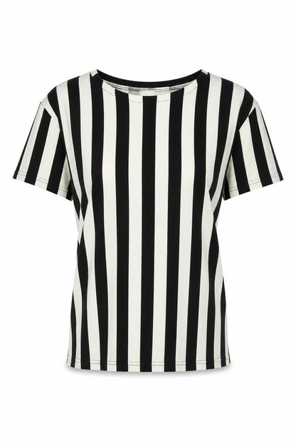 MOLLIE  Womens White Striped  Basic T-Shirt Size M