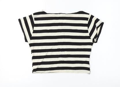 MOLLIE  Womens White Striped  Basic T-Shirt Size M