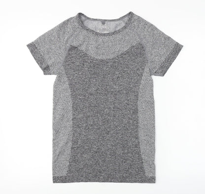 Womens UK Size 10 WORKOUT Grey Basic T-Shirt