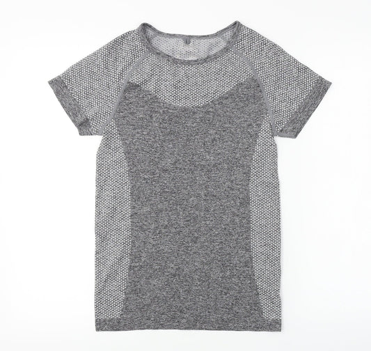 Womens UK Size 10 WORKOUT Grey Basic T-Shirt