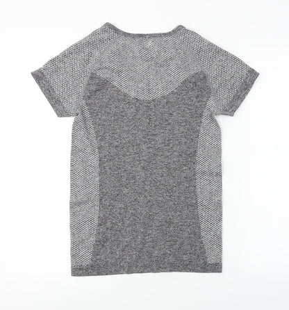Womens UK Size 10 WORKOUT Grey Basic T-Shirt