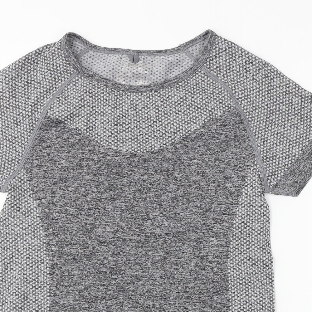 Womens UK Size 10 WORKOUT Grey Basic T-Shirt