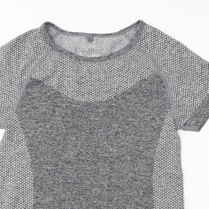 Womens UK Size 10 WORKOUT Grey Basic T-Shirt