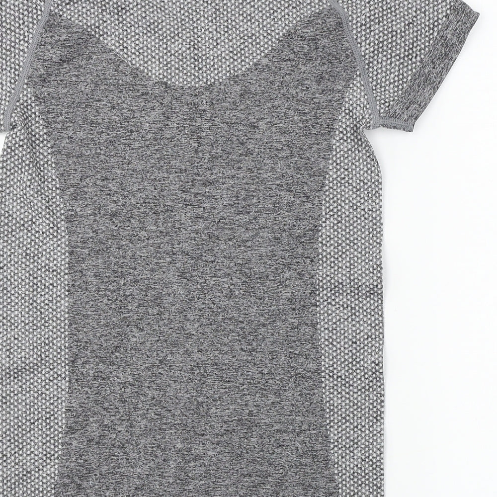 Womens UK Size 10 WORKOUT Grey Basic T-Shirt