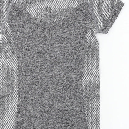 Womens UK Size 10 WORKOUT Grey Basic T-Shirt