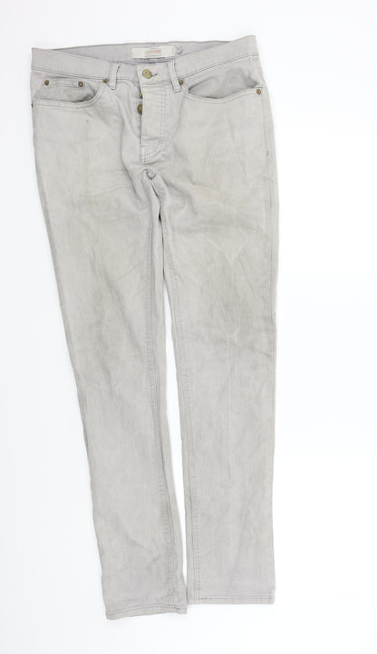 Mens UK Size 32 in Topman Regular Fit Straight Grey Jeans
