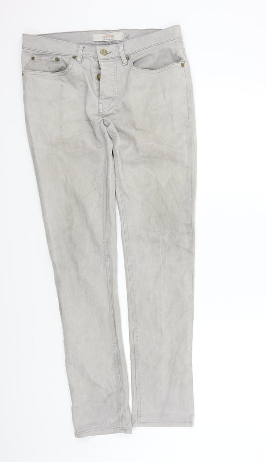 Mens UK Size 32 in Topman Regular Fit Straight Grey Jeans