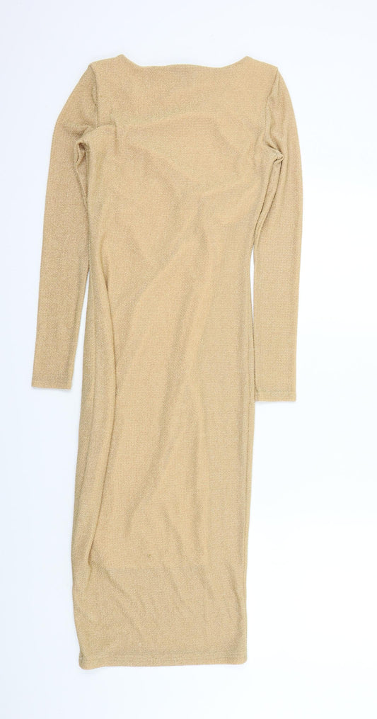 Topshop Womens Gold   A-Line  Size 8  - sparkle detail