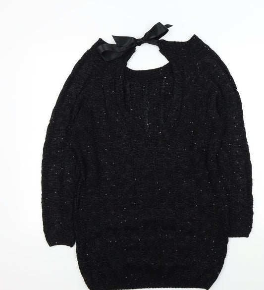 Vouley Vous Womens Black   Pullover Jumper Size M  - sparkle detail