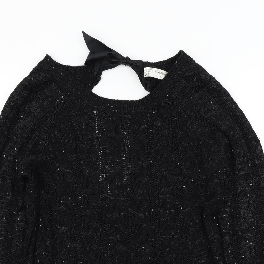 Vouley Vous Womens Black   Pullover Jumper Size M  - sparkle detail