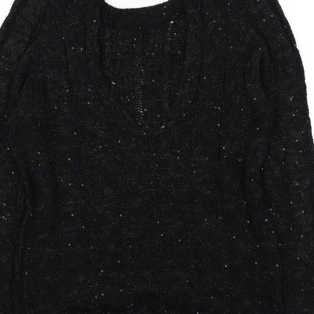 Vouley Vous Womens Black   Pullover Jumper Size M  - sparkle detail