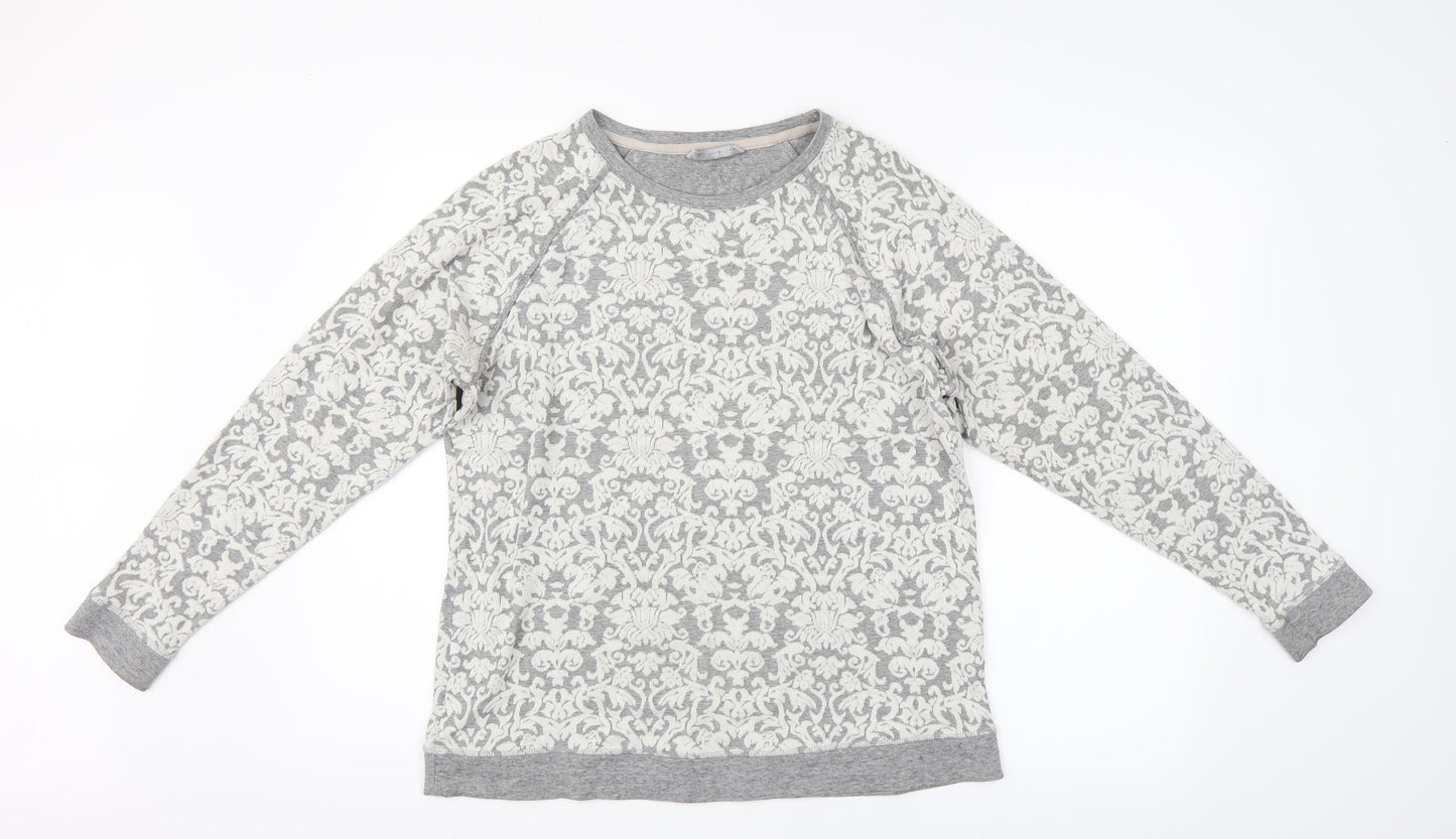 Marks and Spencer Womens Grey Paisley  Pullover Jumper Size 14