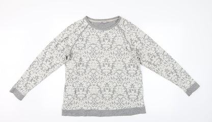 Marks and Spencer Womens Grey Paisley  Pullover Jumper Size 14