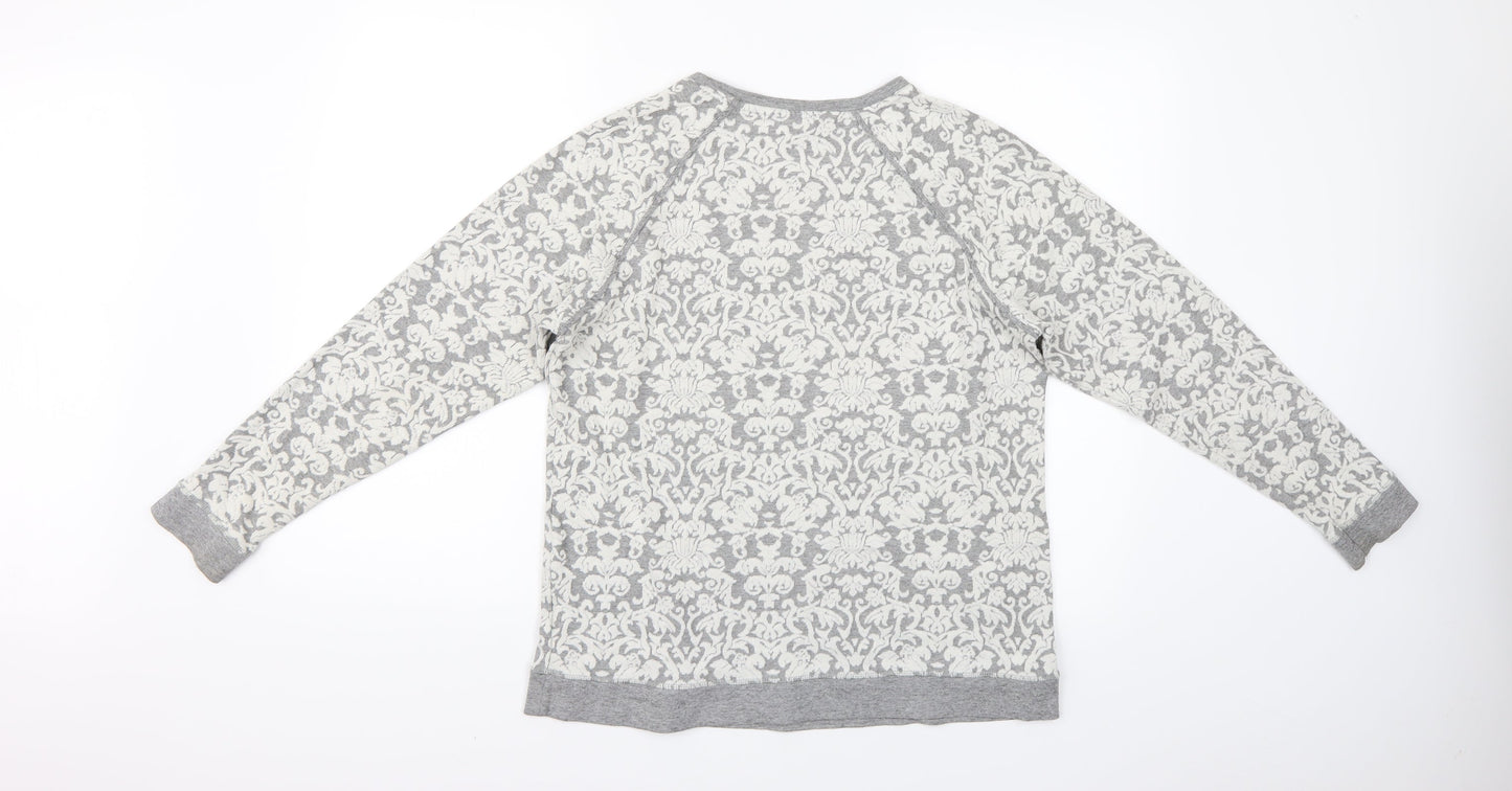Marks and Spencer Womens Grey Paisley  Pullover Jumper Size 14
