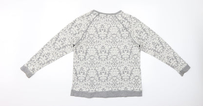 Marks and Spencer Womens Grey Paisley  Pullover Jumper Size 14