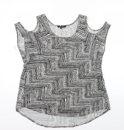 Zabel Womens White Animal Print  Basic Blouse Size M