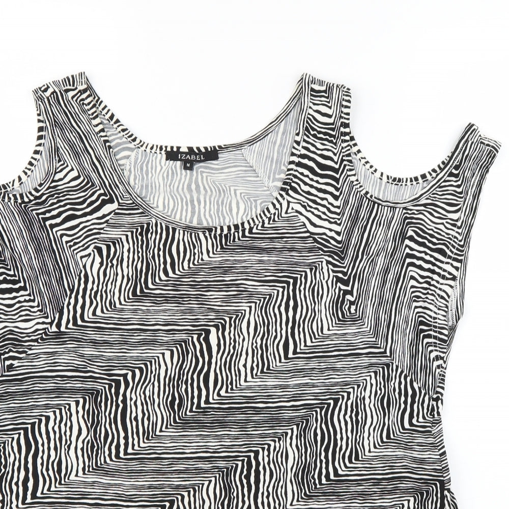 Zabel Womens White Animal Print  Basic Blouse Size M