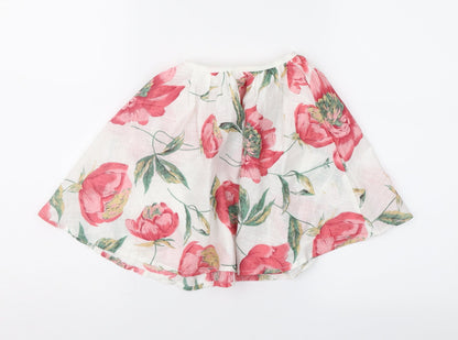 Preworn Girls White Floral  Flare Skirt Size 10 Years