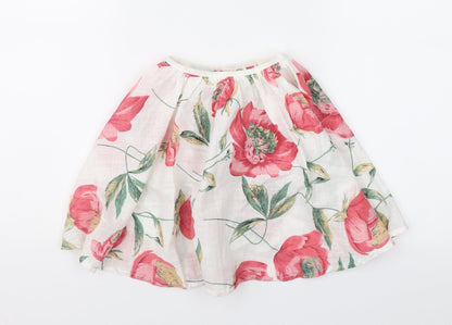 Preworn Girls White Floral  Flare Skirt Size 10 Years