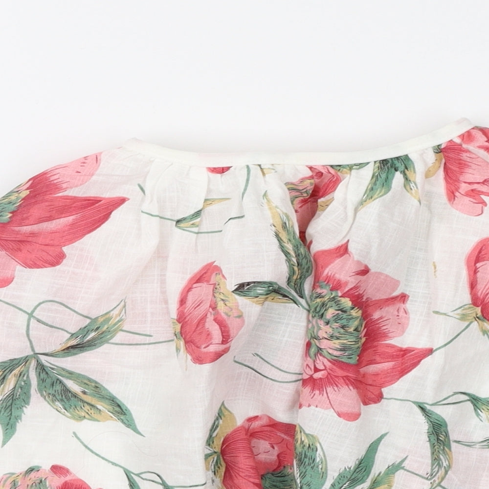 Preworn Girls White Floral  Flare Skirt Size 10 Years