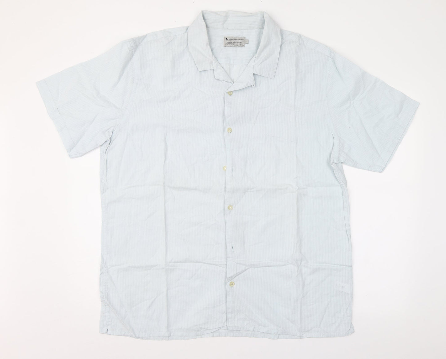 TU Mens Blue Striped   Button-Up Size XL