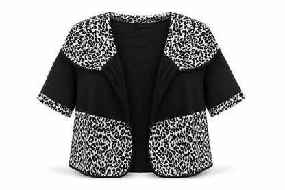 Ecaline Womens Black Animal Print  Basic Blouse Size M