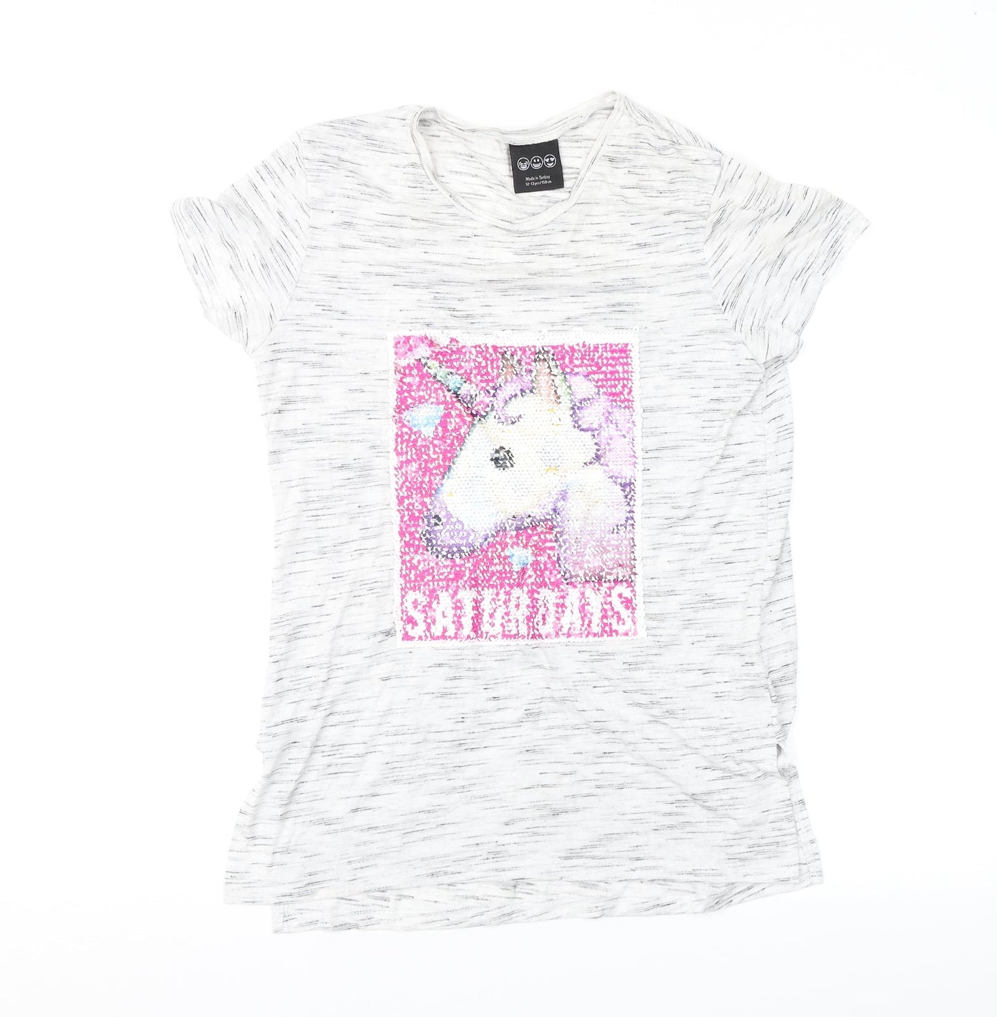 Young Dimension Girls Grey   Basic T-Shirt Size 12-13 Years