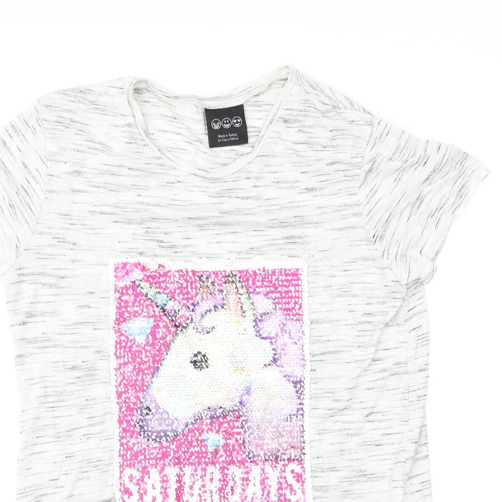 Young Dimension Girls Grey   Basic T-Shirt Size 12-13 Years