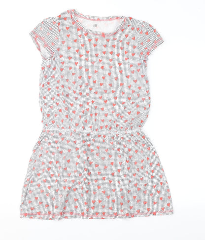 Preworn Girls Red Geometric  Shift  Size 11-12 Years